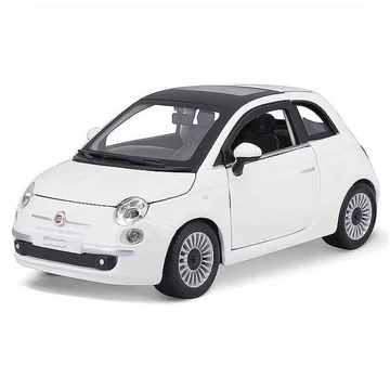Fiat 500 (2007) fehér – 1:24 méretarányos fém modellautó és játékautó | Bburago