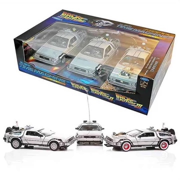 DeLorean Vissza a jövőbe 1-2-3 set –  1:24 fém modellautó – Welly