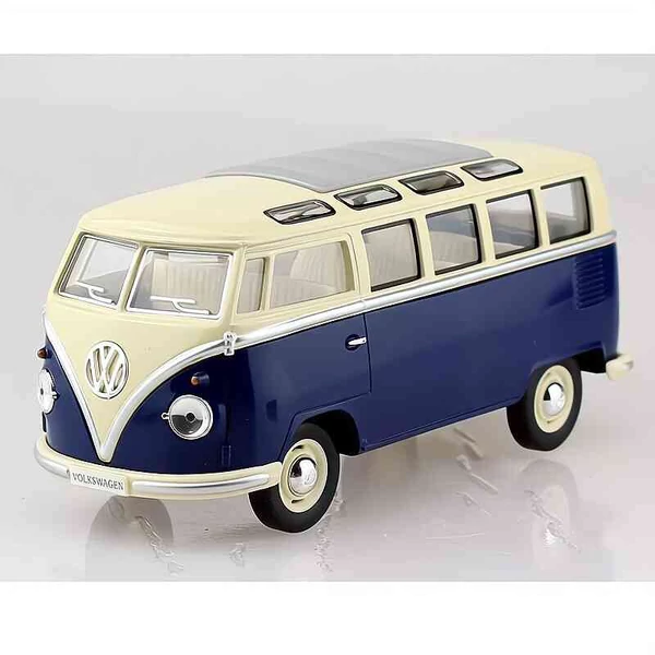 Volkswagen T1 Samba busz (1962) kék, modellautó / játékautó