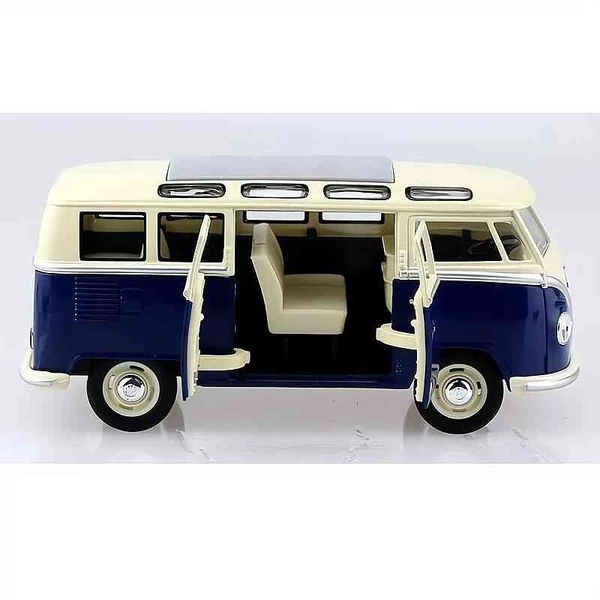 Volkswagen T1 Samba busz (1962) kék, modellautó / játékautó