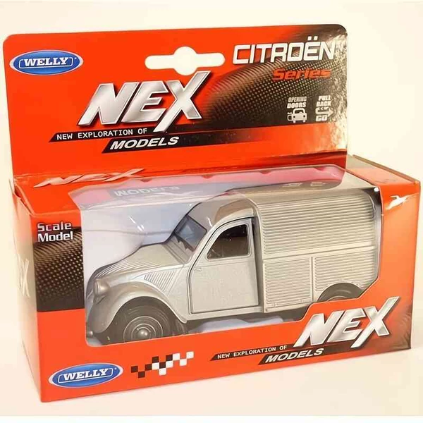 Citroen 2CV Furgon – 1:34 fém játékautó – nyitható ajtókkal